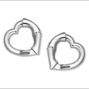 Gucci Sterling Silver Heart Shaped Studs